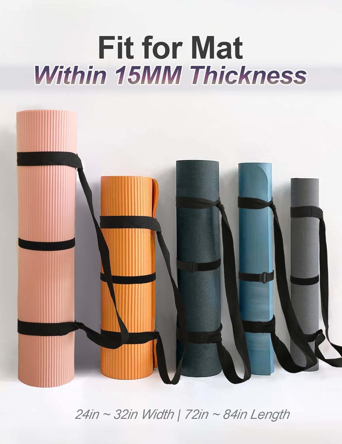 MRZZATA Yoga Mat Carrier Strap - Adjustable Thick and Wide Strap for Carrying Mat or Stretching, Black - Image 3