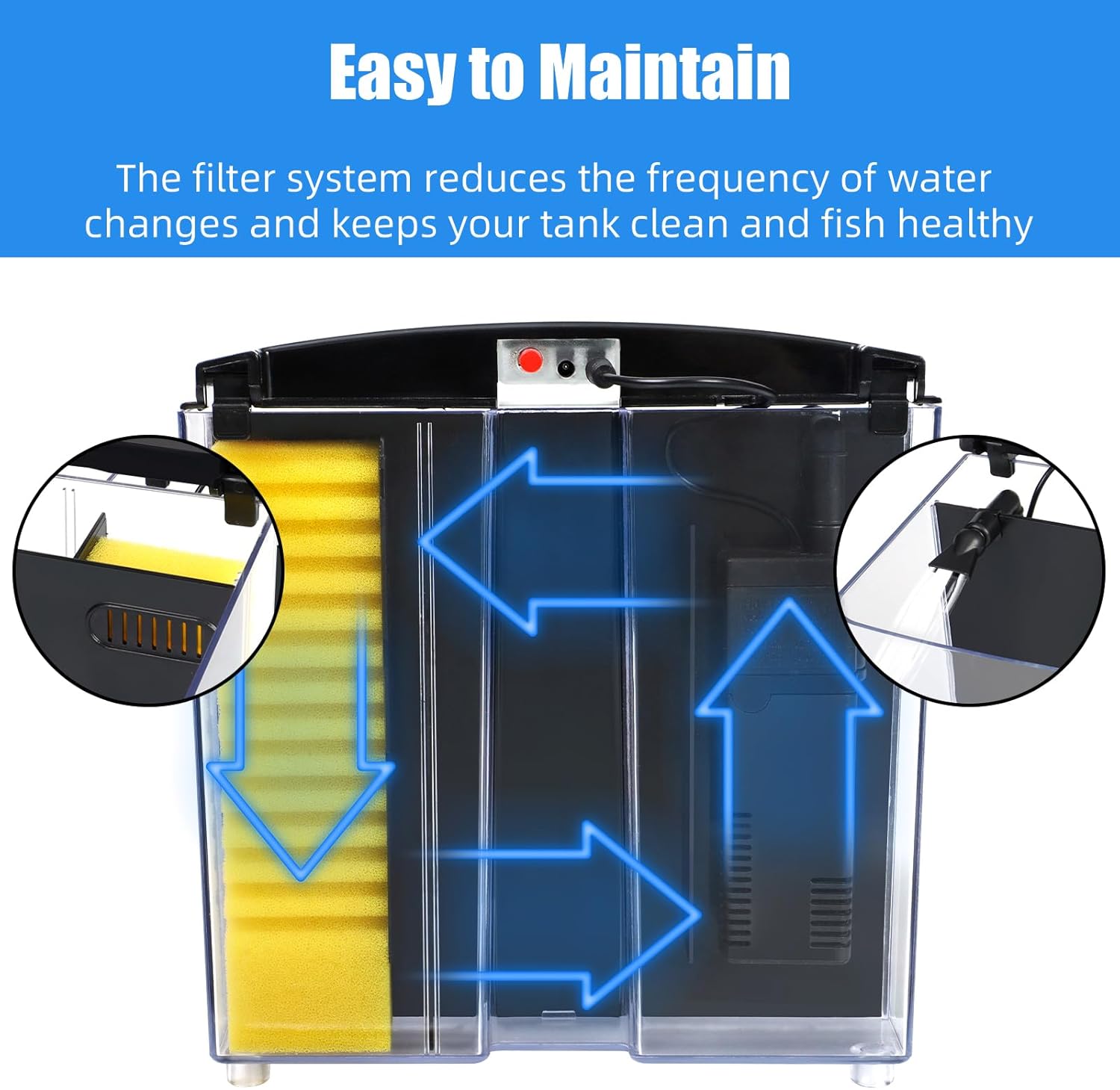 AQUANEAT Fish Tank, 1.2 Gallon Aquarium, Small Betta Fish Tank Starter Kit with LED Light and Water Filter Pump, Rectangular - Image 3