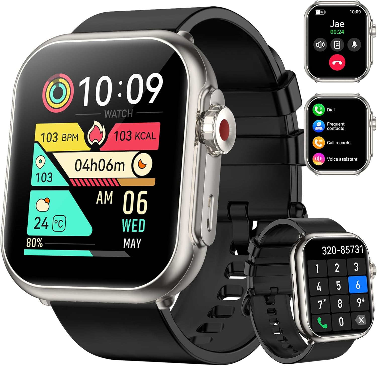 Smart Watch for Men Women, 1000 mAh 100 Day Battery Life, 1.85" Fitness Tracker Bluetooth Call/Make Calls, 110+ Sport Modes, IP68 Waterproof, Heart Rate, 24/7 Sleep Monitor Fitness Watch, iOS/Android