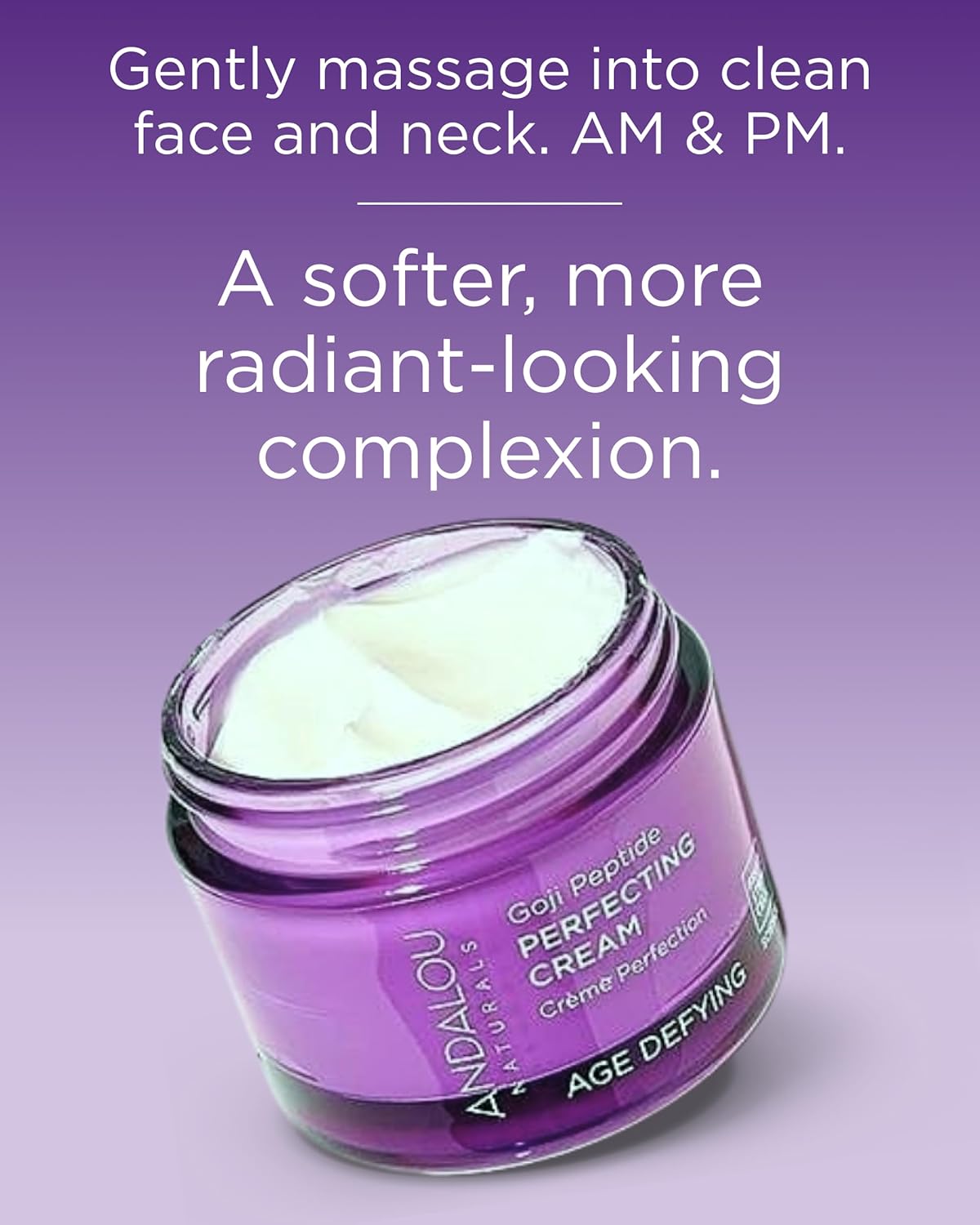 Andalou Naturals Goji Peptide Perfecting Cream - Age Defying Face Moisturizer with Resveratrol, CoQ10 - Supports Skin Collagen and Elastin, Improves Appearance of Wrinkles & Signs of Aging - 1.7 fl oz - Image 4