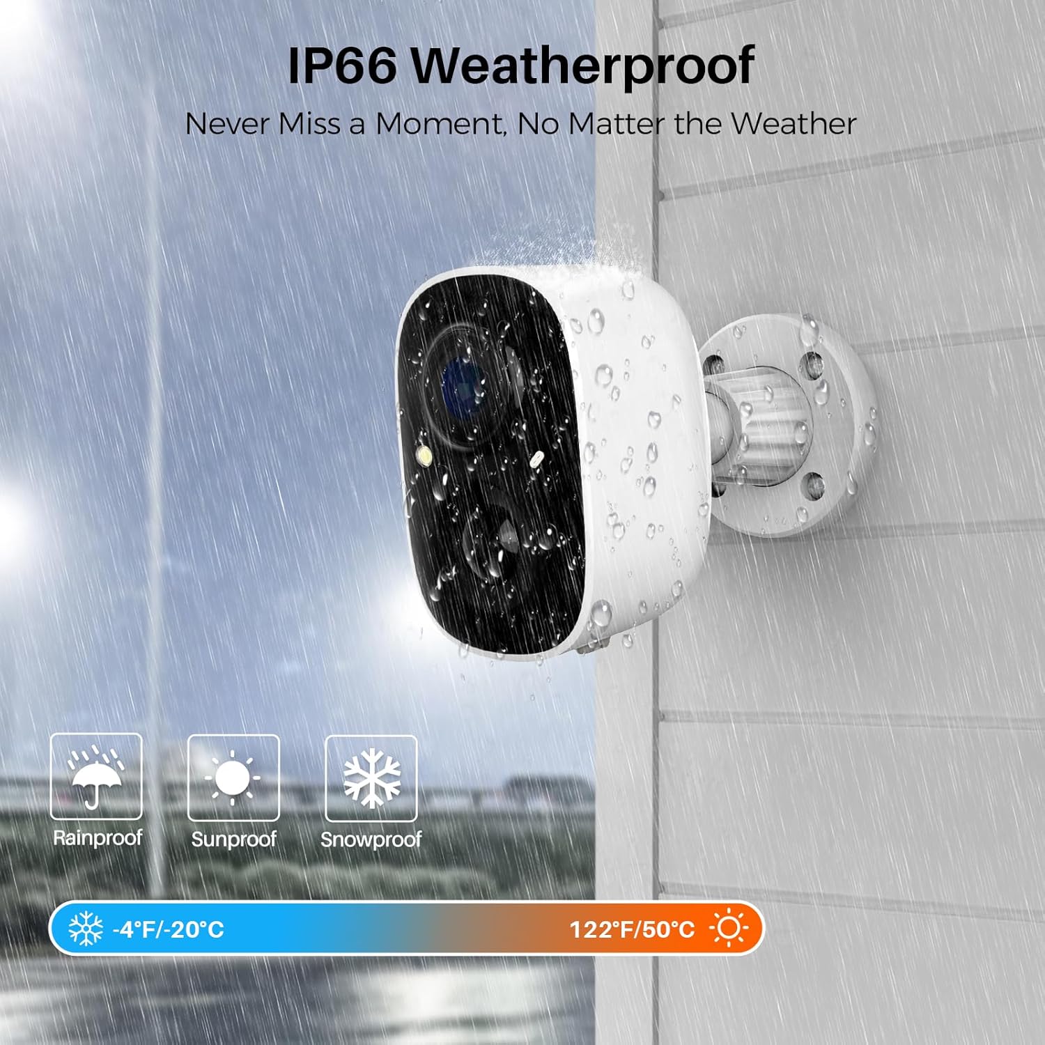 Security Cameras Wireless Outdoor Indoor, 2K Battery Powered WiFi Camera for Home Security, AI Motion Detection, Color Night Vision, IP66 Weatherproof, 2-Way Talk, Siren Alarm, SD/Cloud Storage - Image 6