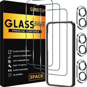 SIBEITU 3 Pack Screen Protector for iPhone 17 with 3 Pack Camera Lens Tempered Glass Protector + Installation Frame, 6.3 Inch HD Clear Glass Film 9H Hardness Scratch Resistent, Case Friendly