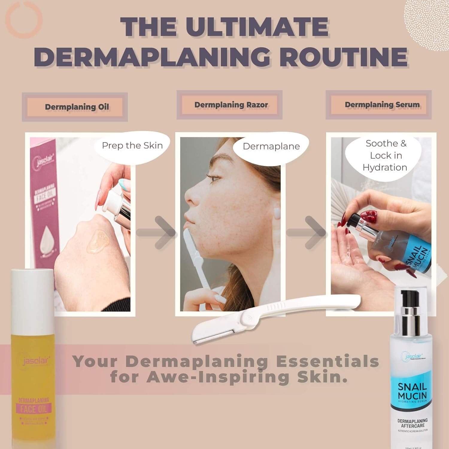 Jasclair Dermaplaning Razor (6 Count) – Face Razors for Women for Peach Fuzz, Eyebrow Shaping & Gentle Exfoliation – At-Home Facial Shaver for Smooth Skin and Flawless Makeup Prep - Image 7
