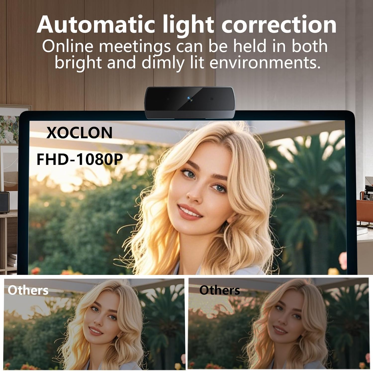 HD 1080p Webcam with Microphone, USB Computer Web Camera, Streaming Camera, Noise Reduction, Auto Light Correction, Plug & Play for PC/Laptop, Works with Zoom, Skype, Teams - Image 4