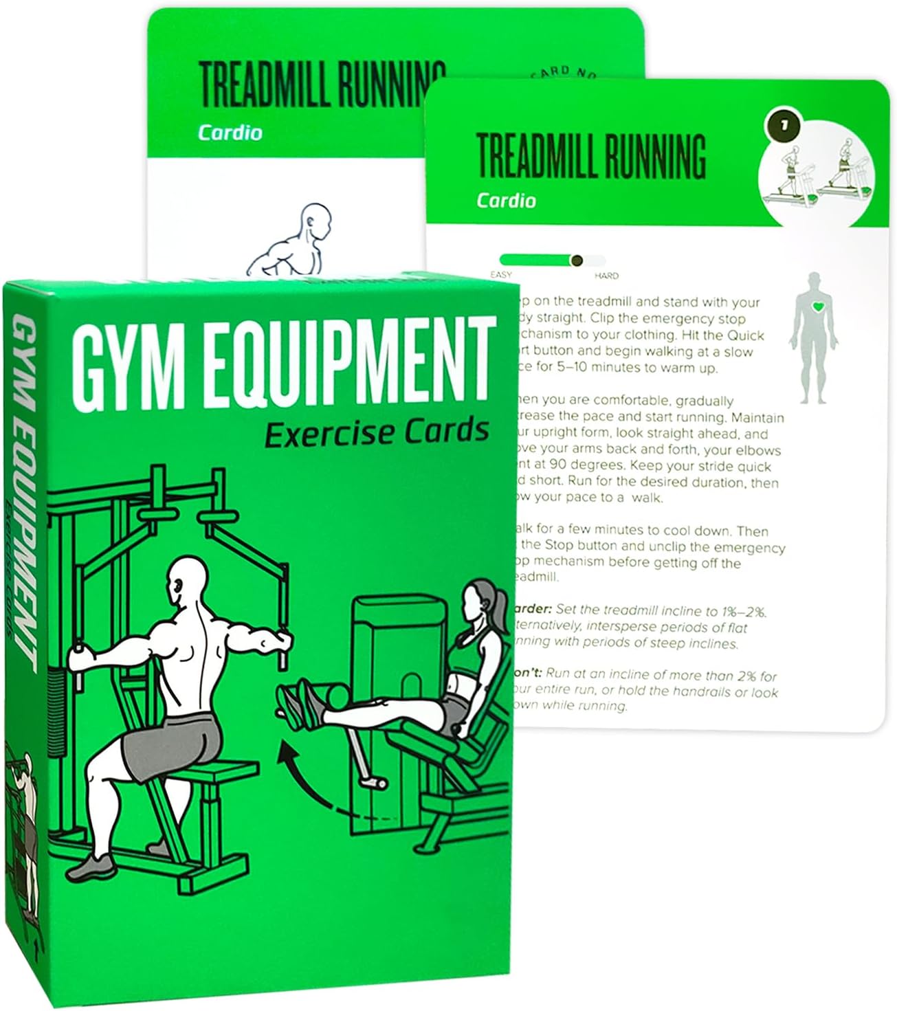 Gym Equipment Workout Cards, 62 Exercises Cards Deck Large Size 5" x 3.5" Fitness Cards for Women & Men, Beginner Fitness Guide to Training Exercises at Home or Gym