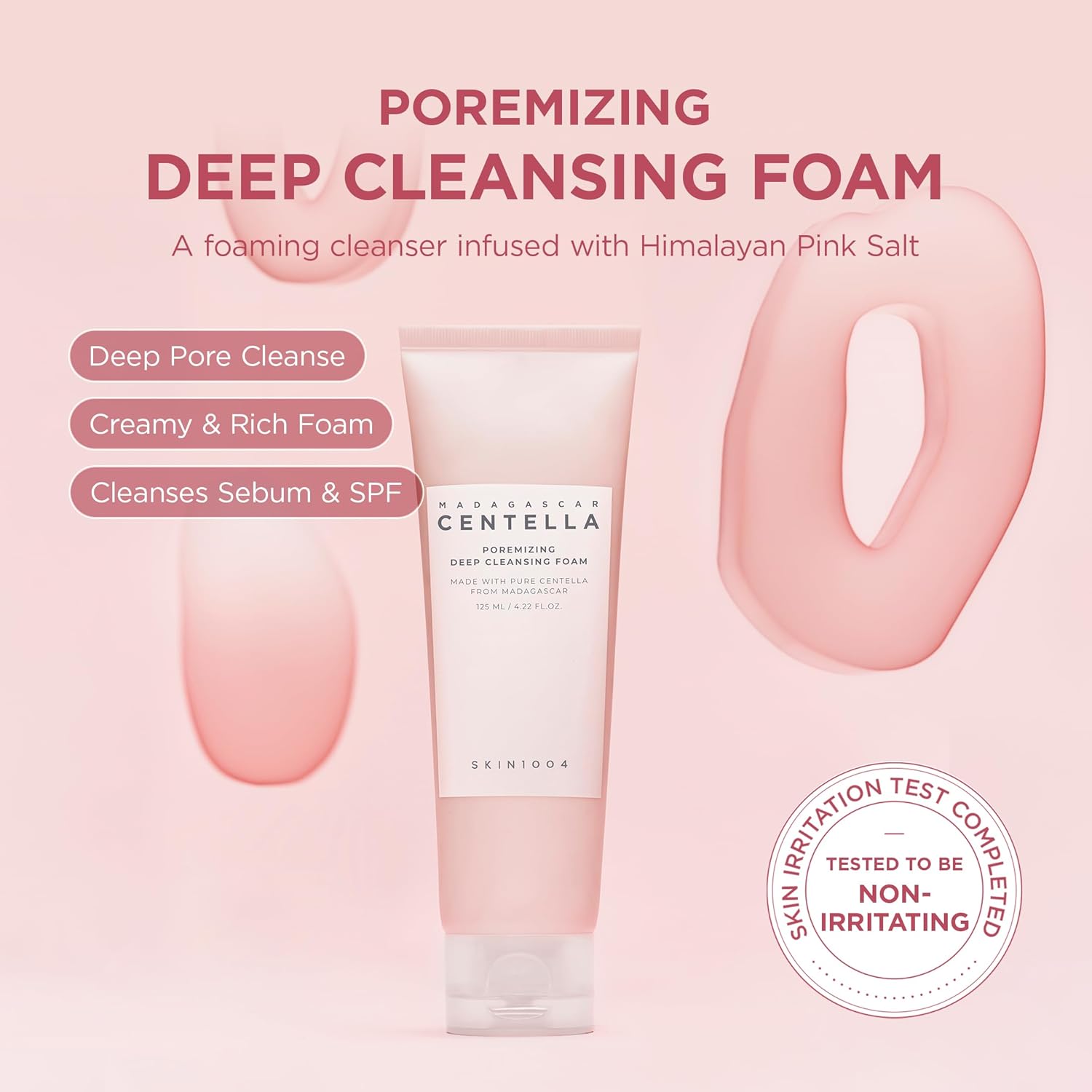 SKIN1004 Poremizing Deep Cleansing Foam, 4.23 fl.oz, 125ml, Makeup Remover, Korean Face Cleanser with Himalayan Pink Salt & Madagascar Centella Asiatica for Facial Pore Cleansing, Korean Skin Care - Image 2