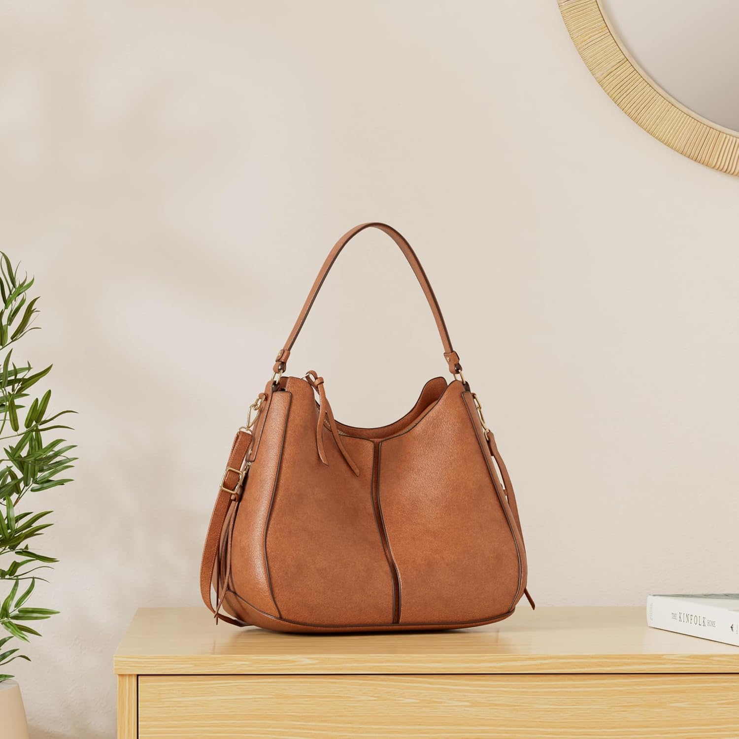 Realer Hobo Crossbody Bags for Women Designer Faux Leather Hobo Handbags Retro Large Size Shoulder Bag Bucket Purse - Image 3