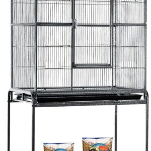54″ Large Wrought Iron Breeding Flight Canary Parakeet Cockatiel Lovebird Finch Cage Side Nesting Box Doors with Removable Rolling Stand