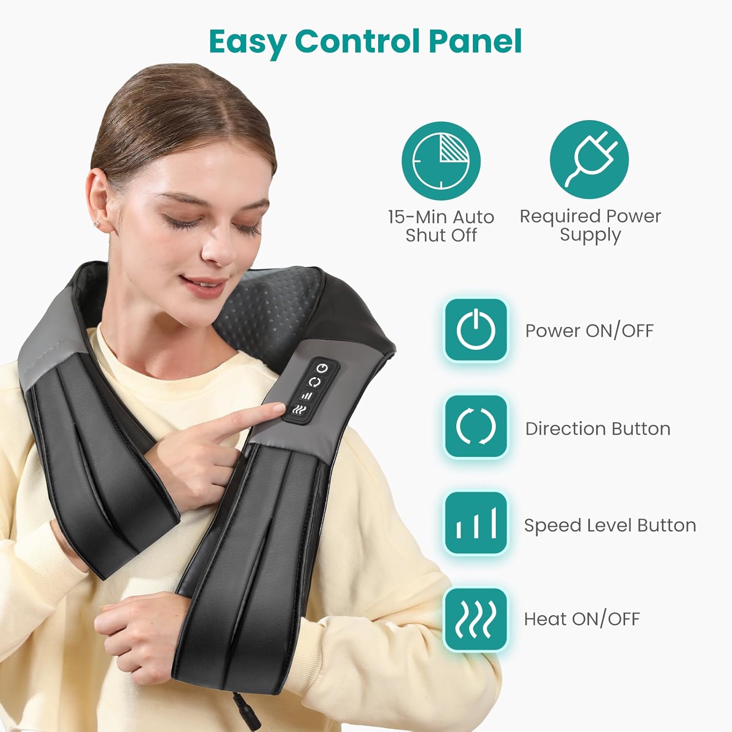 Nekteck Shiatsu Neck Massager with Heat for Pain Relief Deep Tissue, 2026 Upgraded 3D Back Shoulder Kneading Massage Pillow, Relaxation Gifts for Mom Dad Father's Day, Black(NOT Cordless) - Image 6