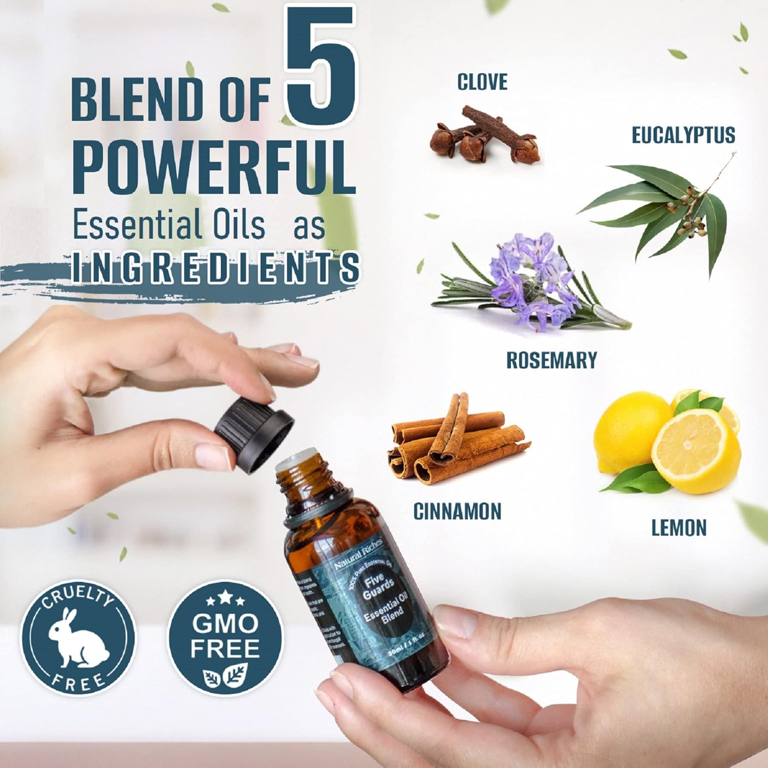 Natural Riches Five Guards Essential Oil Blend for Health Shield Aromatherapy with Clove Cinnamon Lemon Rosemary Eucalyptus Oil - 30ml - Image 4