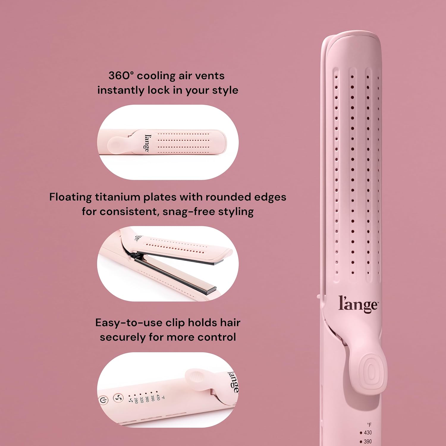 L'ANGE HAIR Le Duo Grande 360° Airflow 2 in 1 Straightener and Curler | 1 Inch Curling Wand & Titanium Flat Iron with 5.3" Plates | Hair Straightener & Curler for Long Hair (Blush) - Image 6