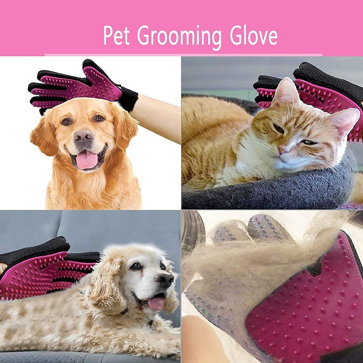 BYETOO Pet Dog Cat Grooming Glove with 261Tips,Gentle Deshedding Brush Glove,Efficient Pet Hair Remover Mitt,Massage Tool with Enhanced Five Finger Design,for Dog,Cat,Rabbit,Horse with Long/Short Fur - Image 8