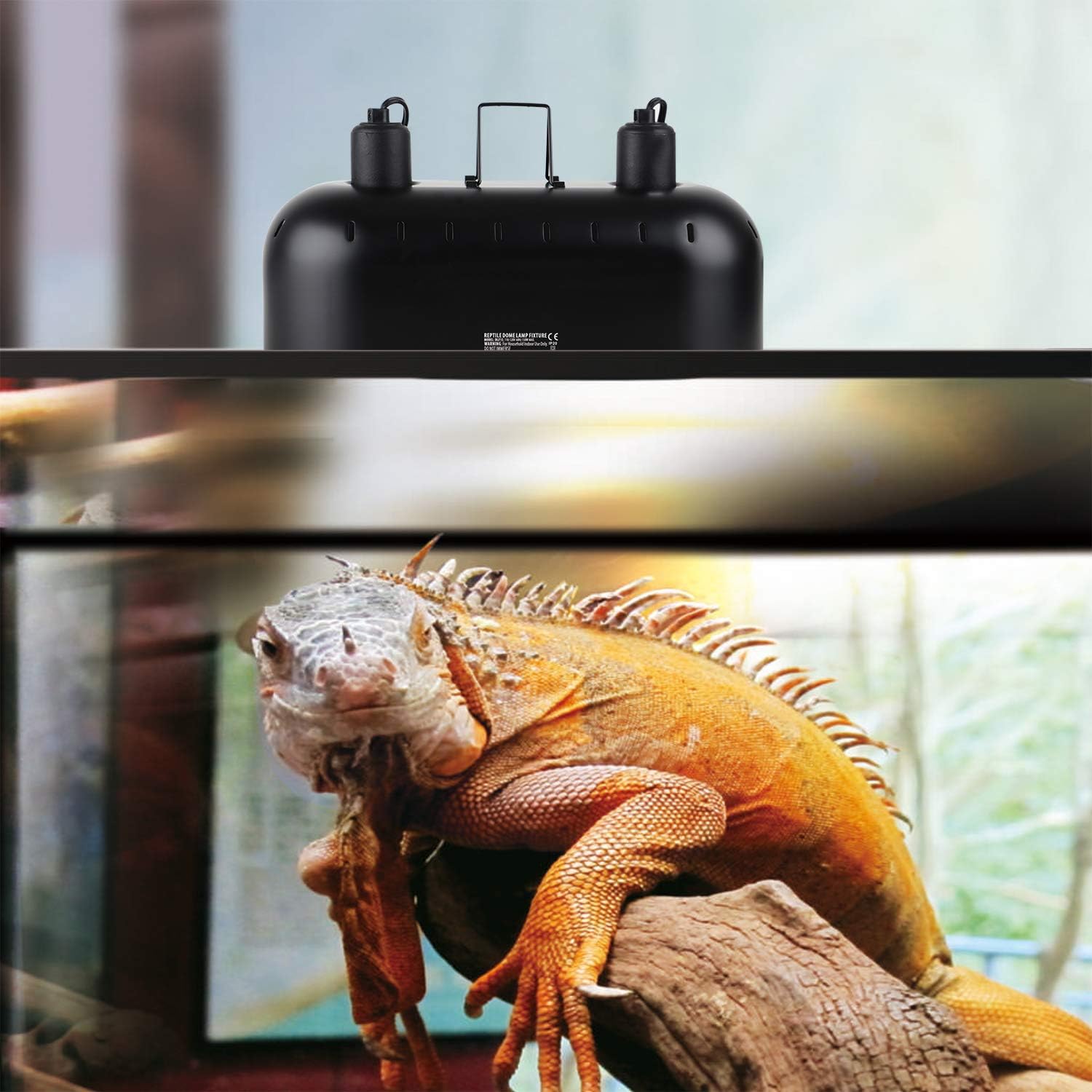 DXOPHIEX 15inch Dual Reptile Light Fixture, Max 150W Dual Reptile Heat Lamp with Separate Switches, Double Dome Lamp UVB Light Fixture for Bearded Dragon, Turtles, Snake and Lizard Terrarium - Image 6