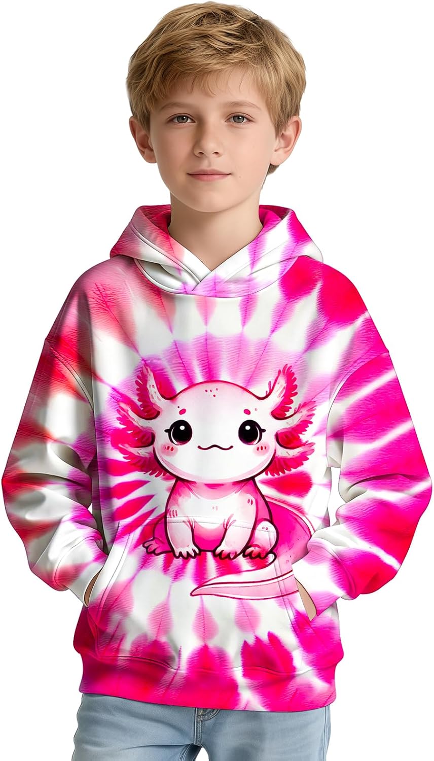 Kids Tie Dye Hoodie Sweatshirt Hooded Kangaroo Pocket Pullover Hoodies for Boys Girls - Image 2
