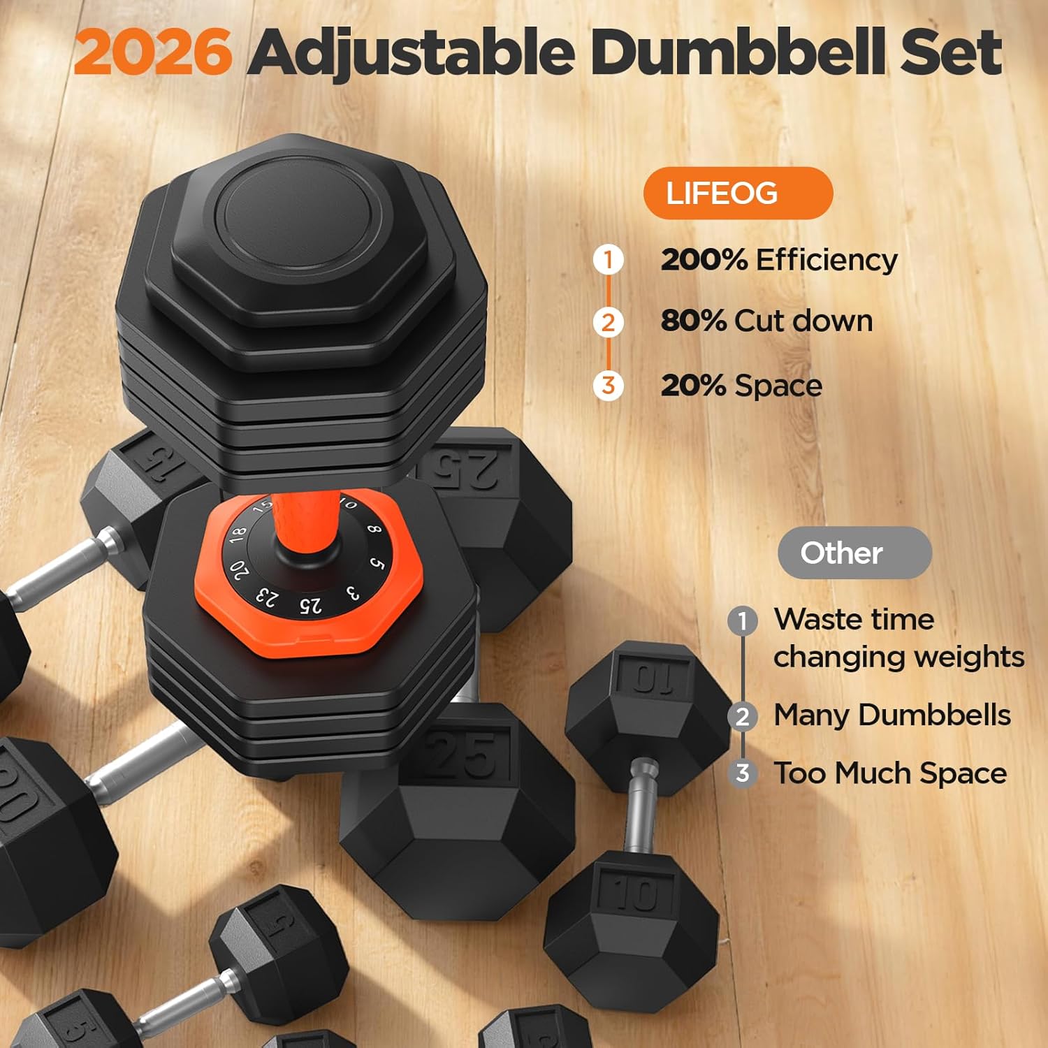 2026 FDB2 Updated Adjustable Dumbbell Set of 2, 110lbs/50lbs Weights Dumbbell Set with Storage Box, 25lbs/55lbs Adjustable Weights with Anti-slip Silicone Grip, Weight Set For Home Gym Suit both Men and Women - Image 7