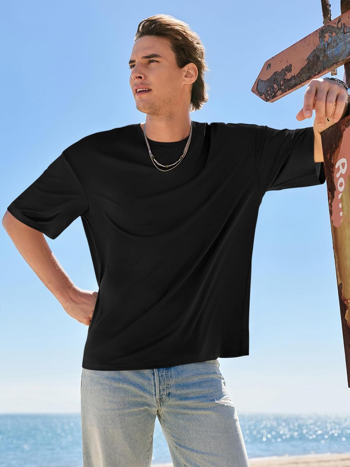 Runcati Mens Casual T-Shirts Short Sleeve Lightweight Oversized Summer Cotton Tee Beach Crew Neck Tops - Image 5