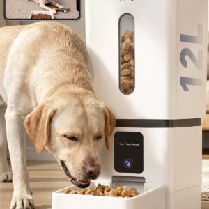 Automatic Dog Feeder Large Breed with Camera – 12L/50 Cups 5G WiFi App Control Dog Food Dispenser, Easy Setup, HD 1080P Video with Night Vision by Yakry