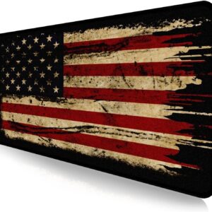 Large Extended Gaming Mouse Pad with Stitched Edges, Non-Slip Waterproof Rubber Base Mouse Pad for Office, Computer, Keyboard, Laptop and Home Desk Pad 35.4 x 15.7 x 0.12 Inch (American Antique Flag)