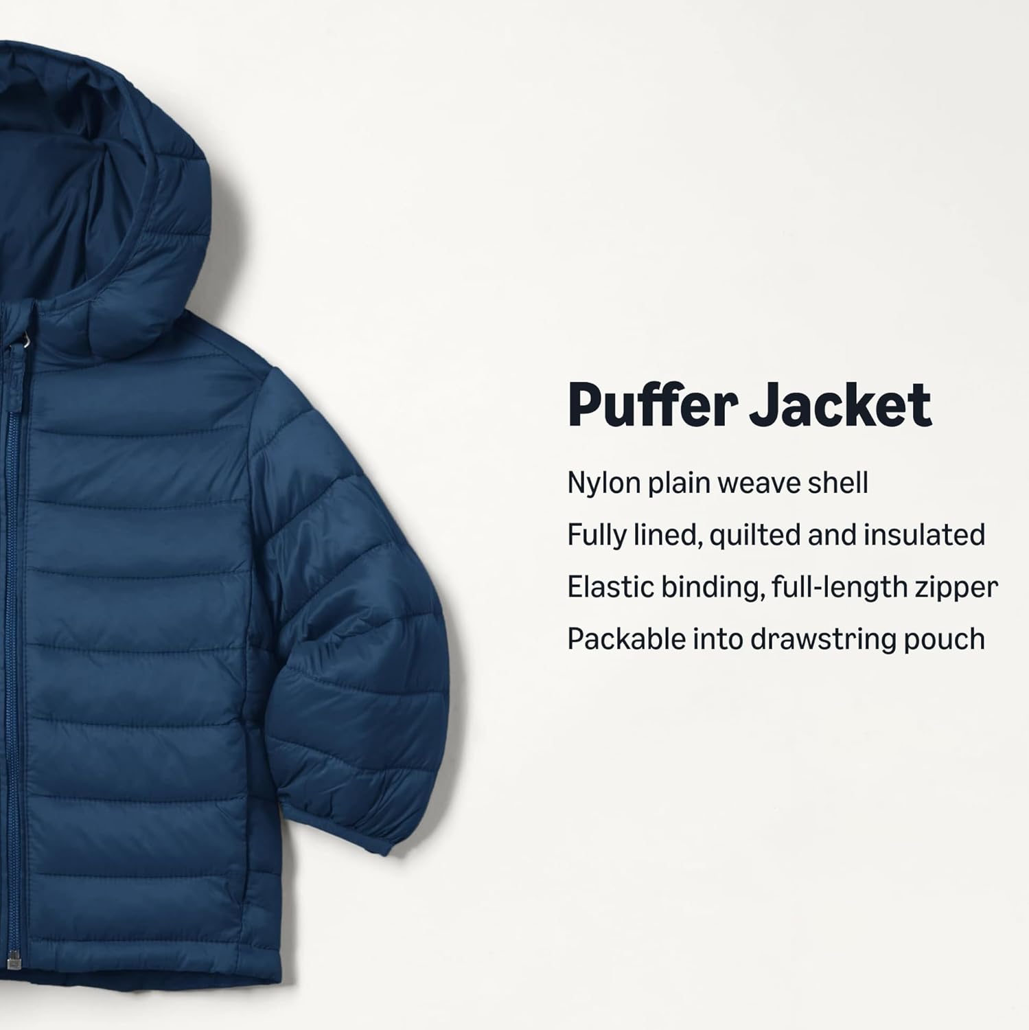 Amazon Essentials Boys and Toddlers' Lightweight Water-Resistant Packable Hooded Puffer Jacket, Insulated - Image 2