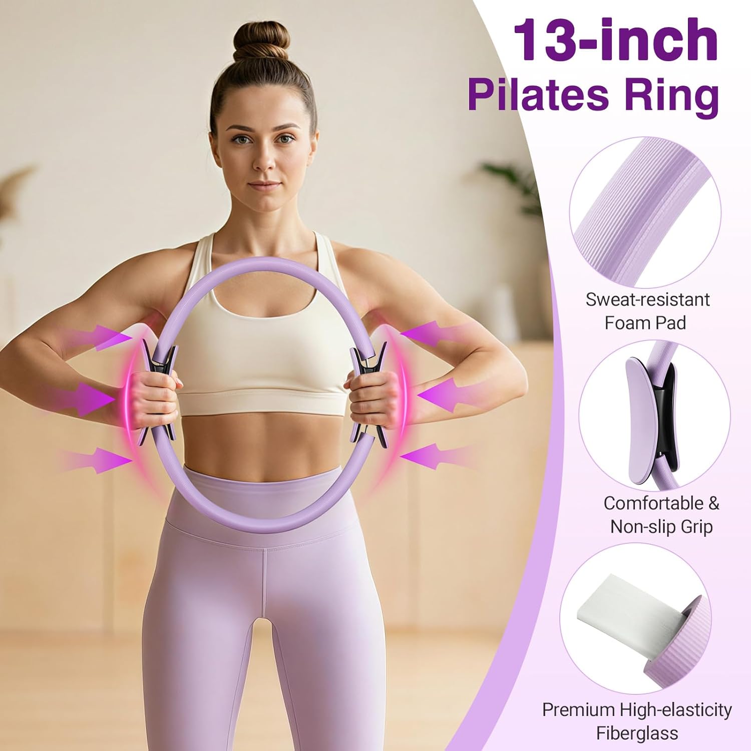 Rhino Valley Home Pilates Kit for Women, Pilates Workouts Set, Pilate Equipment with Circle Ring and Ball, Resistance Bands,Guide, Yoga Fitness Essentials Full Body Exercise Home Kit for Beginners - Image 2