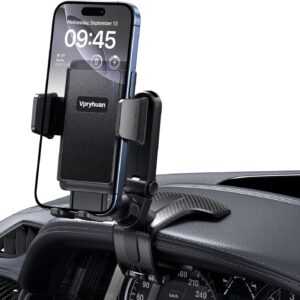 Dashboard Car Phone Holder Mount with Anti-Drop Clip – 360° Rotation Multifunctional Cell Phone Holder Car for iPhone, Samsung, Google and 4-7″ Cellphones