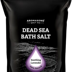 Aromasong Pure Dead Sea Salt for Soaking with 100% Natural Lavender, 14 Oz. – Spa Bath Salt Fine Grain – Body Wash Scrub – Soak for Women & Men- Resealable Pack