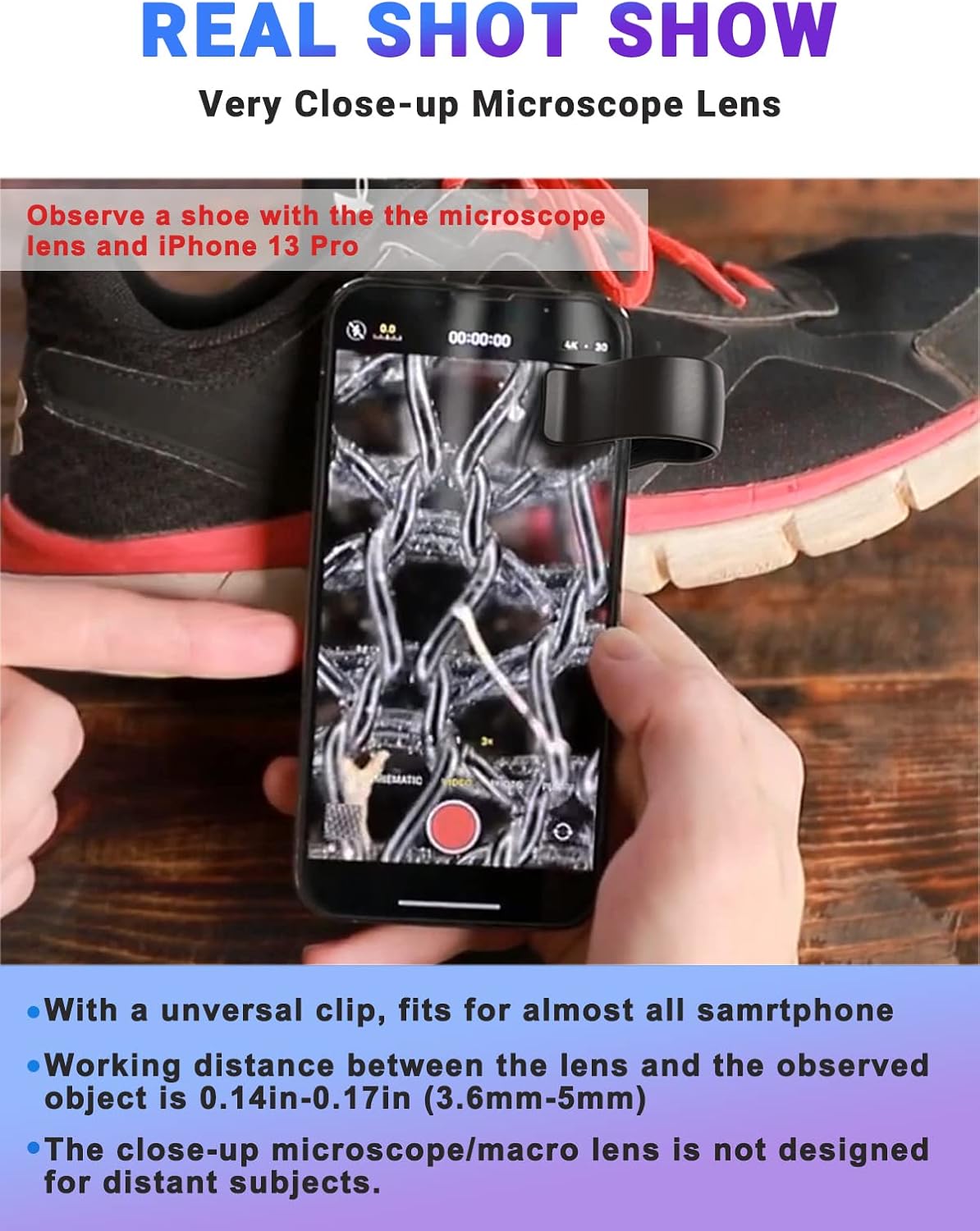 APEXEL Nano Zoom 100x Phone Micro Lens with LED Light for Smartphone - Pocket Microscope & Camera Lens Attachment - Image 5