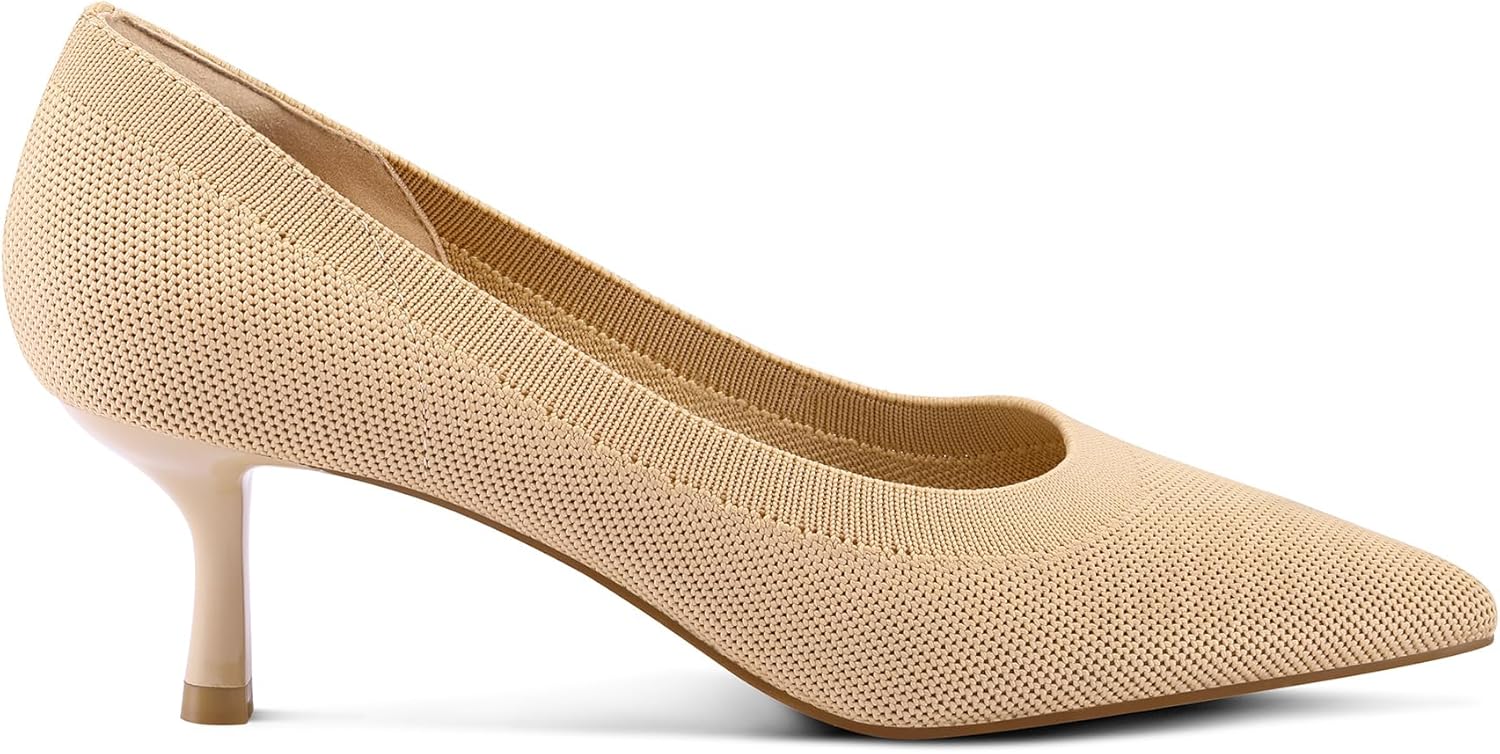 mysoft Kitten Heels for Women Low Heel Pumps 2 Inch Closed Toe Wedding Dress Shoes - Image 4