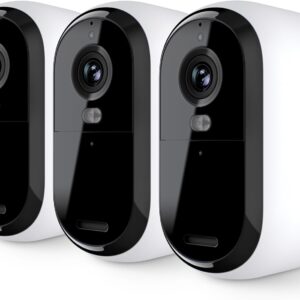 Arlo Essential Security Cameras Wireless Outdoor 1080p HD (2nd Gen, 2023 Release) – Battery Power, Person Recognition, Package Detection, Animated Preview, 1-Month Trial of Secure Plan, 3 Cam, White