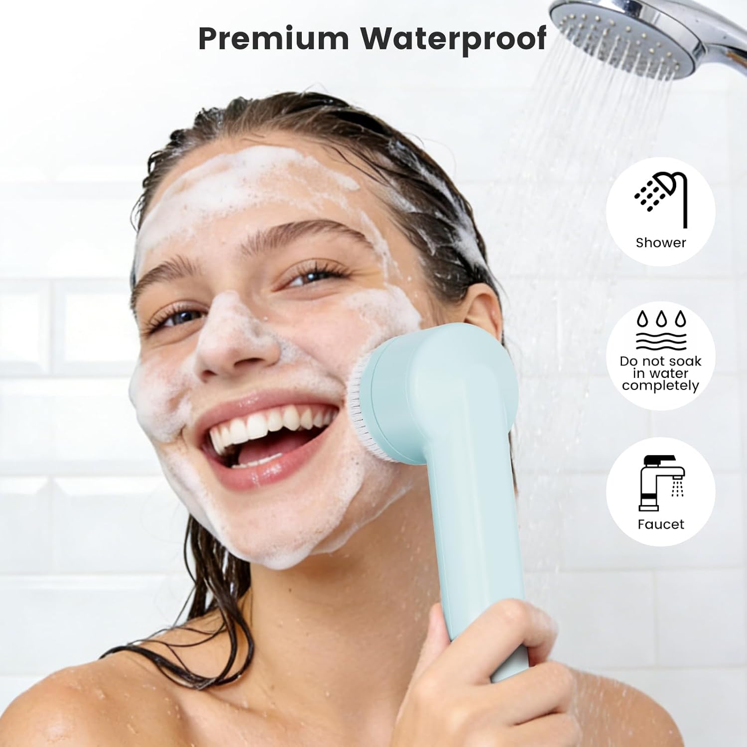 Facial Cleansing Brush with Dual Rotating, Electric Face Scrubber, 3 in 1 Facial Brush Skin Cleansing for Deep Cleansing, 3 Speeds, Waterproof Face Cleanser Brush for Men Women, Soft Exfoliator - Image 6