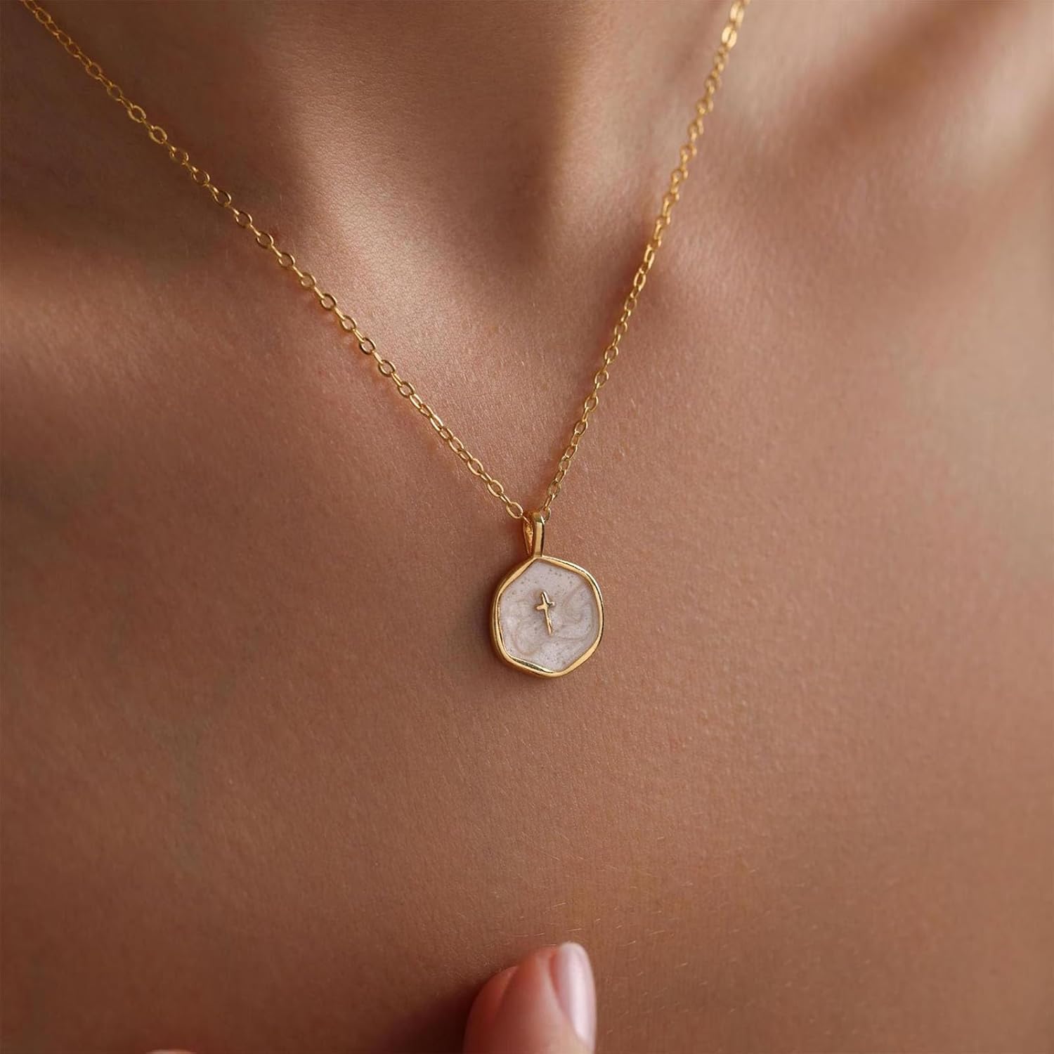 Small Cross Necklace for Women, Dainty 14K Gold Plated Cross Pendant Necklace, Everyday Simple Cross Charm Choker Minimalist Religious Jewelry Cute Trendy Gifts - Image 4