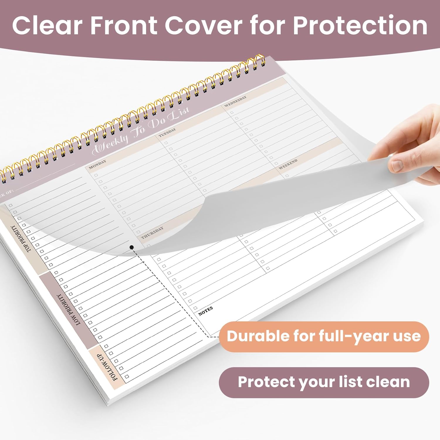 Weekly To Do List Notepad with 52 Undated Sheets(8.5"×11")- Undated Weekly Planner Notepad for Office Desk Accessories and Supplies - Midnight Lilac - Image 4