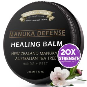 BALM OF GILEAD Tea Tree Balm – 2 fl oz Foot Cream with Tea Tree and Manuka Oil – Intensive Moisture for Itchy Feet, Eczema, Rashes & Dry Skin – Pure Balm That Softens Skin Irritations