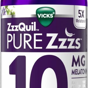 ZzzQuil Pure Zzzs Advanced Melatonin Gummies, Melatonin 10mg, Sleep Aid, with Chamomile & Lavender, Melatonin Sleep Gummies, Sleep Aids for Adults, Berry Flavored, 100 Sleep Gummies