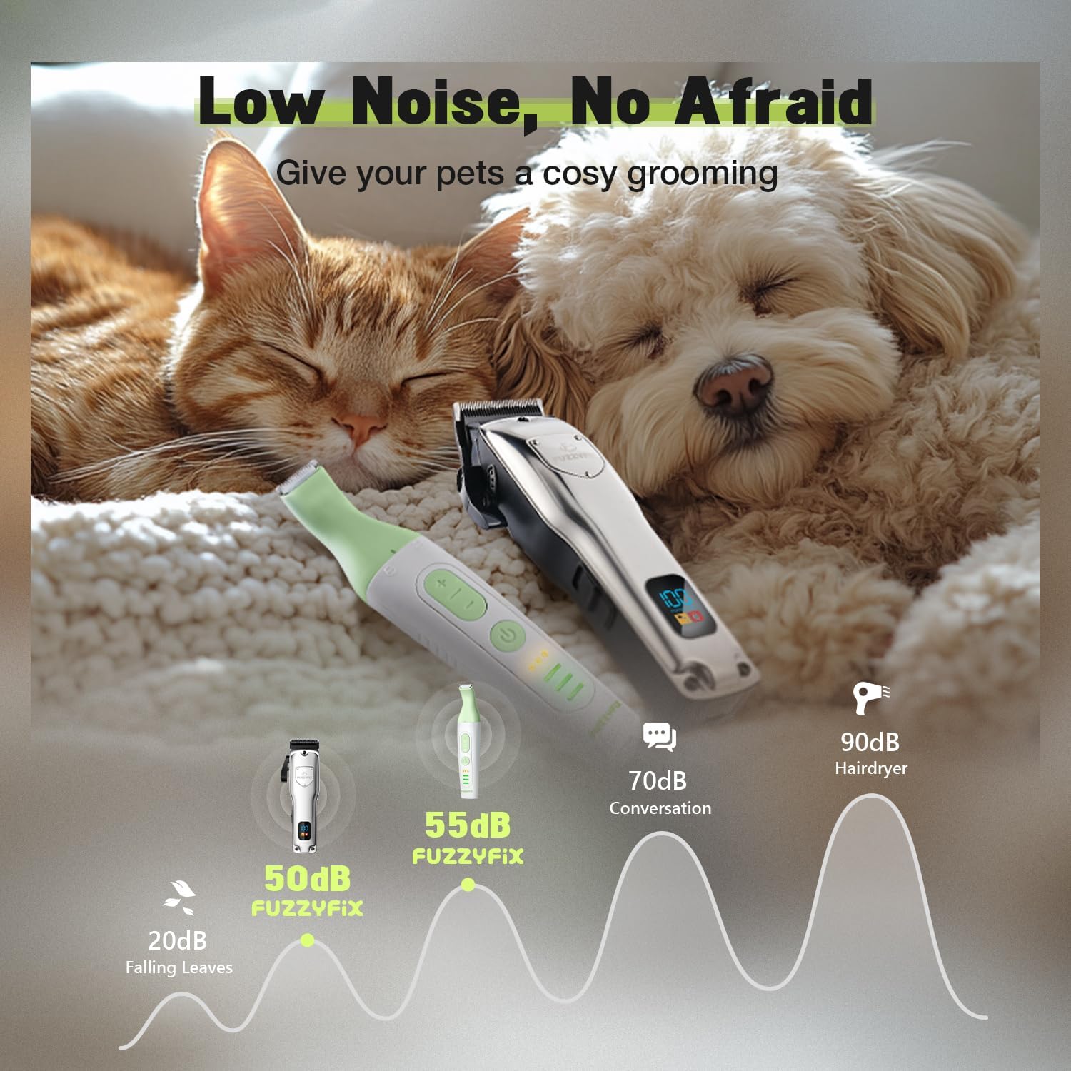 Dog Grooming Kit, Dog Clippers for Grooming for Thick Heavy Curly Coats, Professional Pet Paw Trimmer with Nail Grinder Low Noise Rechargeable Stainless Steel Hair Trimmer for Dogs Cats - Image 6