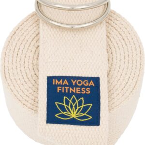 Adaptive Yoga Strap, Stretching Strap, 2 Inches Wide, 100% Naturally Soft Cotton, Steel D-Rings, Includes Natural Cotton Drawstring Storage Pouch and Instructional E-Book