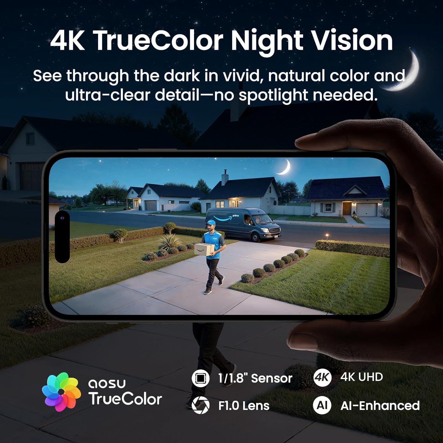 aosu T2 Ultra 4K Security Cameras Wireless Outdoor, TrueColor Night Vision, AI Triple Detection, 360° Auto Tracking, Solar Powered WiFi Camera for Home Security, 1Pack - Image 4