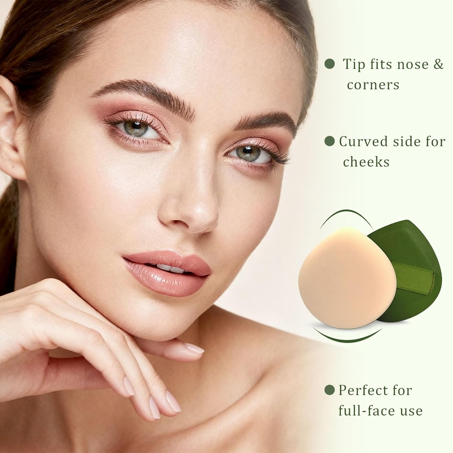 4-Pack Makeup Sponges – Latex-Free Blender Set for Foundation, Concealer & Powder, Soft, Reusable & Beginner-Friendly Beauty Tools (Green) - Image 5