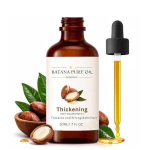 Batana Oil for Hair Growth – 100% Pure & Organic from Honduras – Cold-Pressed Treatment for Scalp & Hair – Strengthens, Thickens & Restores Natural Hair – 60ml/2 FL.OZ