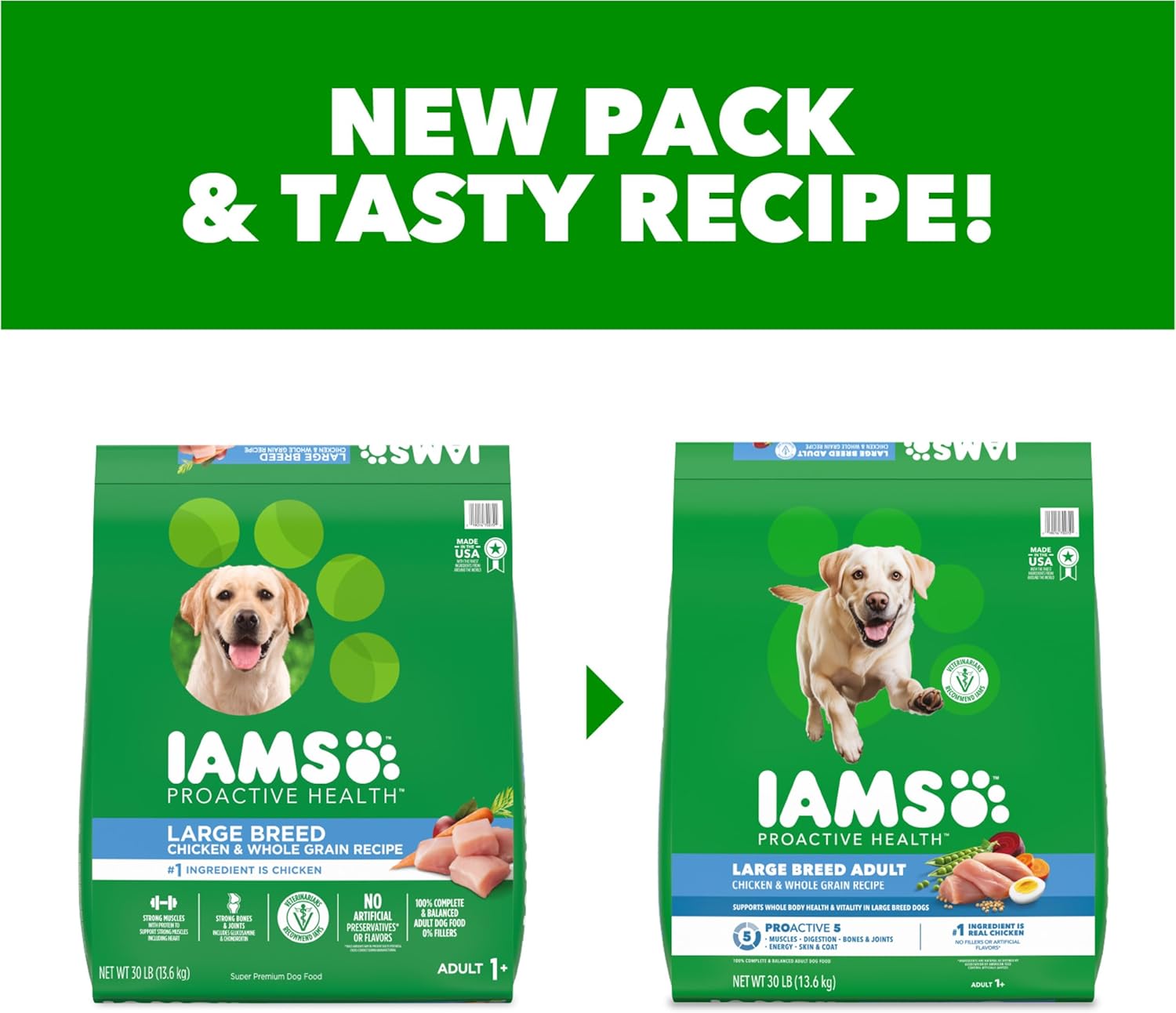 IAMS Proactive Health Large Breed Dry Dog Food, Adult Dry Dog Food for Large Breeds, Chicken, 30 lb. Bag - Image 2