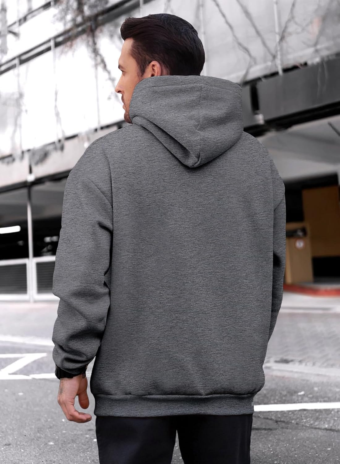JMIERR Mens Casual Cotton Hooded Collar Drawstring Hoodies Pullover Sweatshirts Casual Long Sleeve Shirts - Image 2