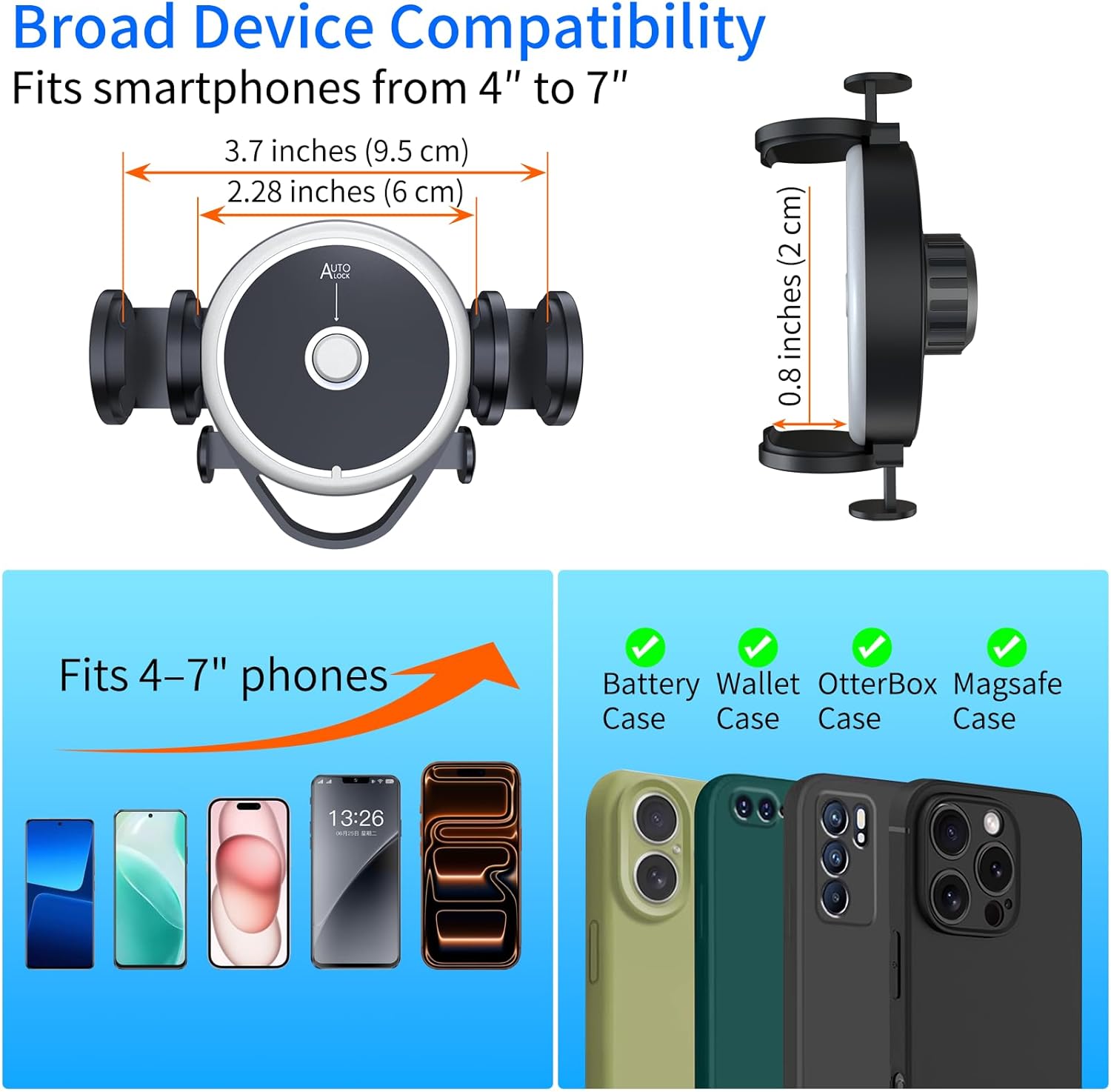 Universal 360° Rotating Dashboard Phone Holder for Car - Spring Clip Car Phone Mount, No Adhesive No Tools, Multi-Angle Adjustable Clip-On Holder for 4-7 inches Smartphones (Black) - Image 5