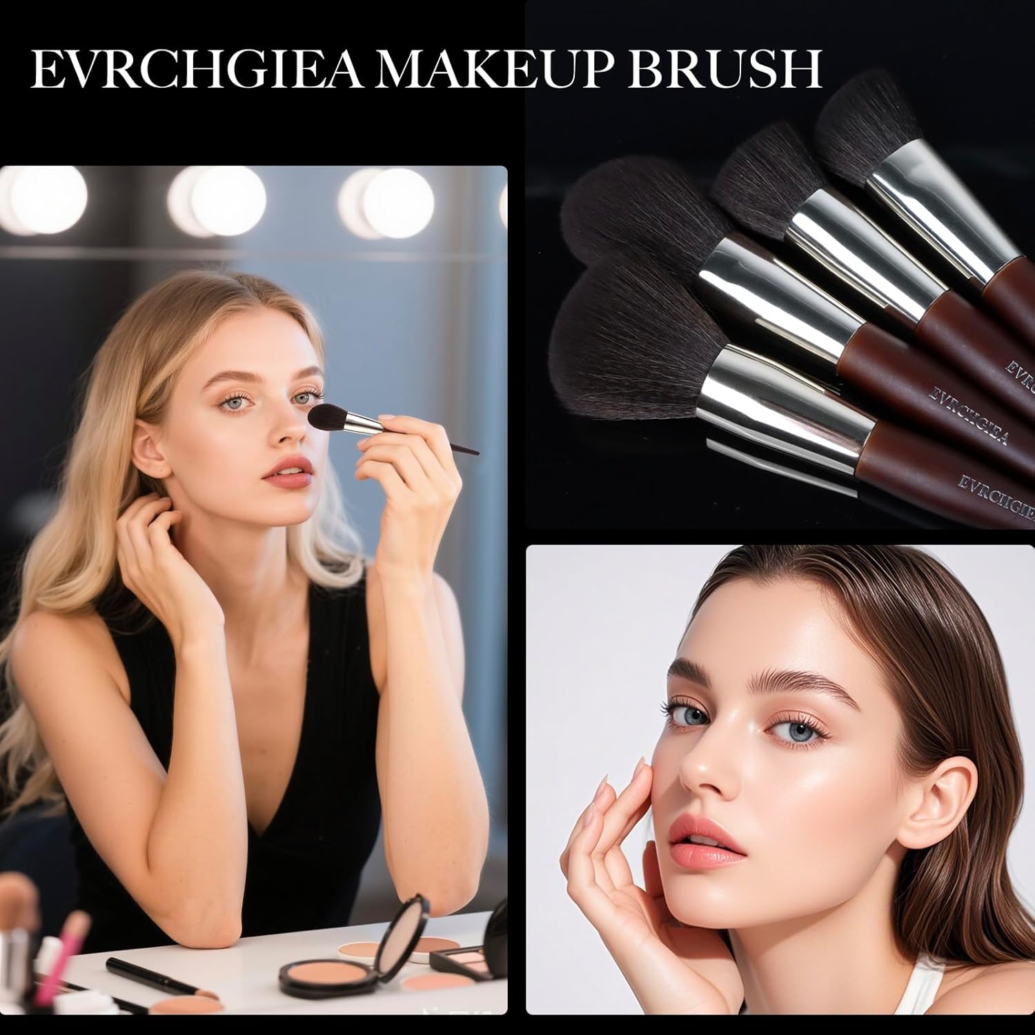 Professional Makeup Brush Set, 25Pcs Powder Foundation Blush Eyeshadow Brushes with Travel Case. All in One Brush Set, Soft Synthetic Vegan & Cruelty-Free (brown) - Image 3