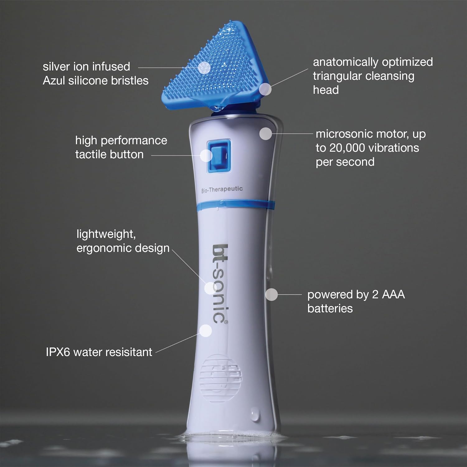 Bio-Therapeutic bt-Sonic Facial Cleansing Brush, Microsonic Handheld Silicone Face Cleanser, Exceptional Quality Water Resistant Face Exfoliator, Mother’s Day Gift Option - Image 2
