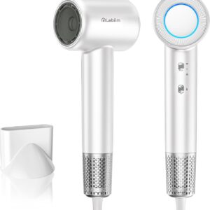 Labiim Hair Dryer, High-Speed Ionic Low Noise Blow Dryer with Brushless Motor for Fast Drying, Thermo-Control Quiet Compact Hair Blow Dryer, Hairdryer with 1 Nozzle Attachments for Home Salon Travel