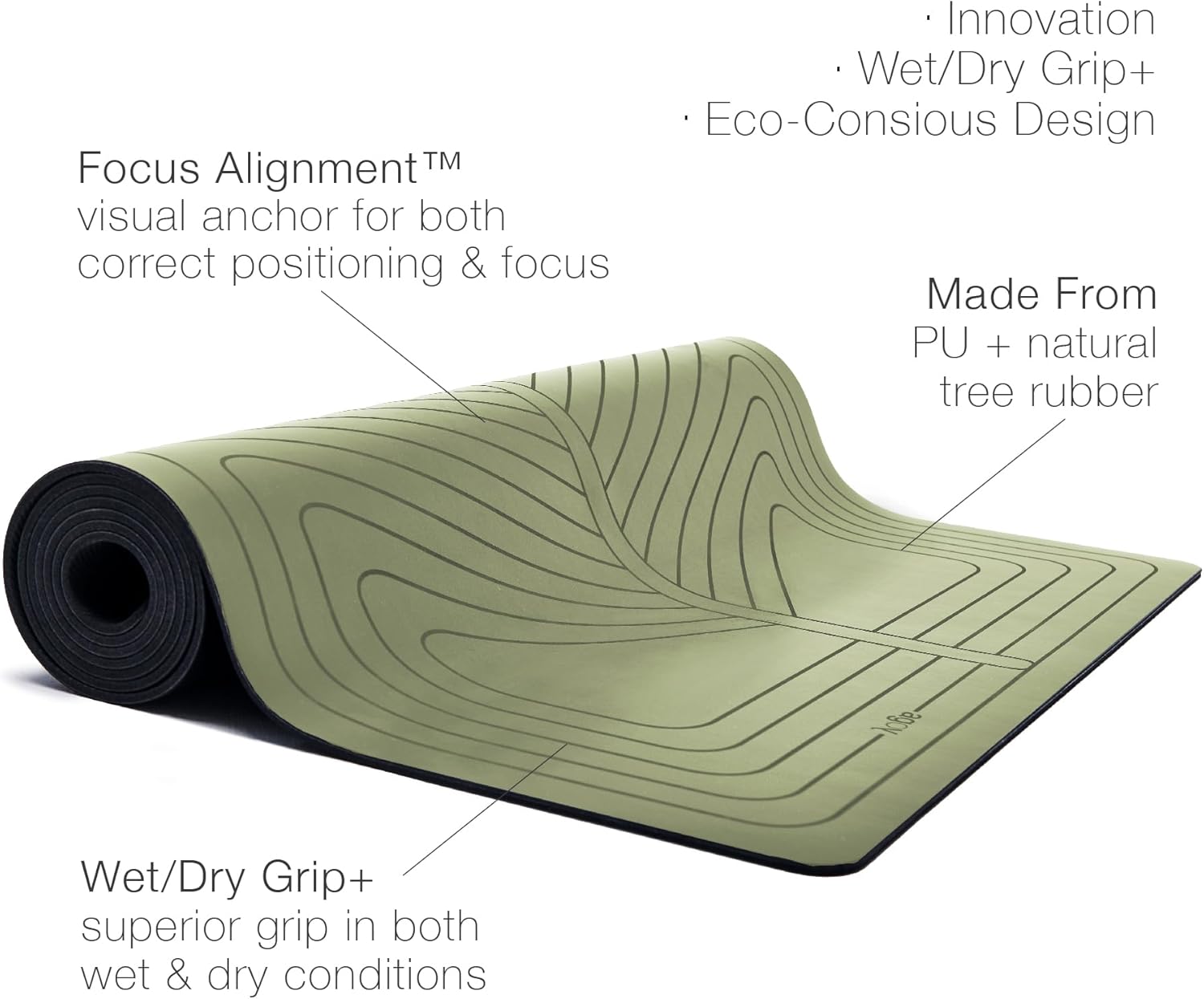 agoy PRO+ WARRIOR - Premium Non-Slip Yoga Mat – Eco-Conscious Design - PU Mat With Wet/Dry Grip+ - Focus Alignment - Lazer-Etched Technology - A Portable Standard Size Mat for All Styles of Yoga - Image 4