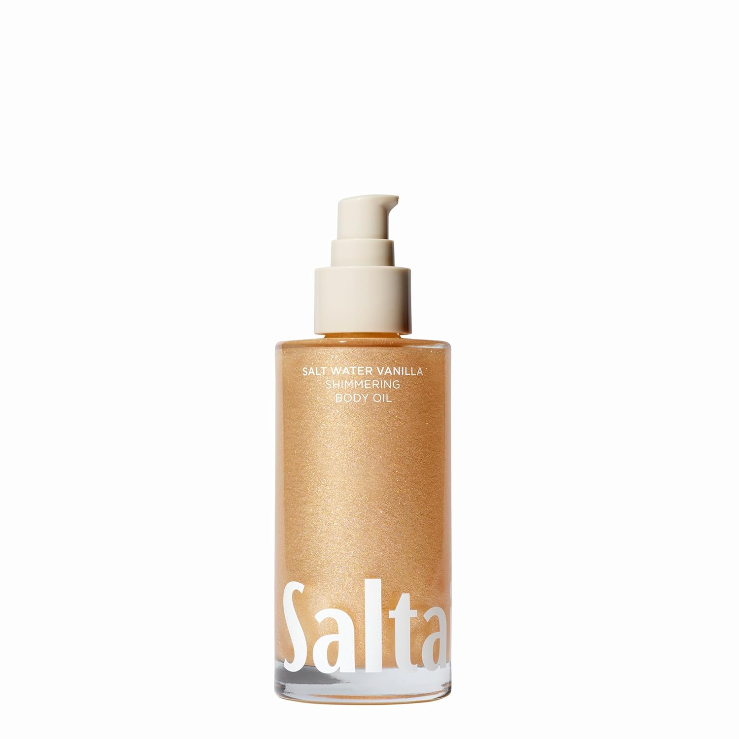 Saltair Shimmering Body Oil – Scented Dry Oil Moisturizer with Light-Reflecting Pearl Pigments – Moisturizing Glow for All Skin Types – Salt Water Vanilla, 4oz