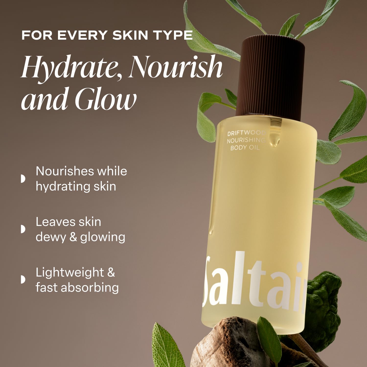 Saltair Body Oil – Silky After Shower and Bath Dry Oil for Women and Men – Non-Greasy, Well-Absorbing Moisturizer for Hydrating Dry Skin – Driftwood Scent, 4oz - Image 3