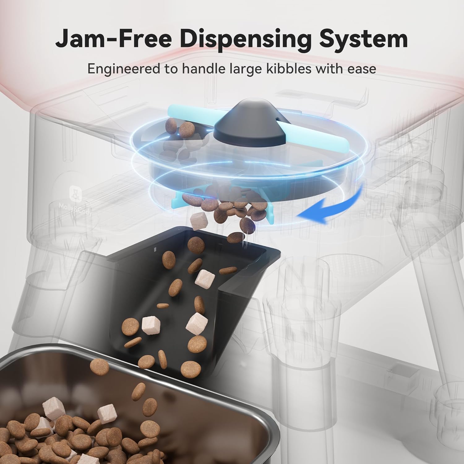 Automatic Dog Feeder for Large Dogs, 14L Capacity, Remote Feeding, Anti-Blockage System, Timed Auto Dog Food Dispenser, 2.4G WiFi App Control,Dual Power Supply,Stainless Steel Bowl - Image 3