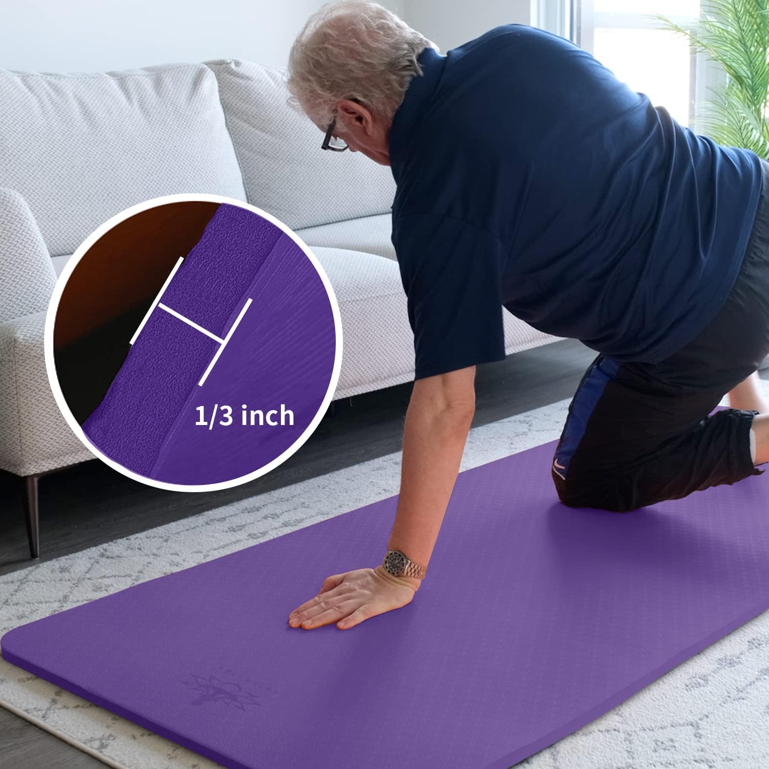 Hatha Yoga Thick TPE Yoga Mat 72"x 27"x1/3 inch Non Slip Eco Friendly Exercise Mat for Yoga Pilates & Floor Workouts - Image 3